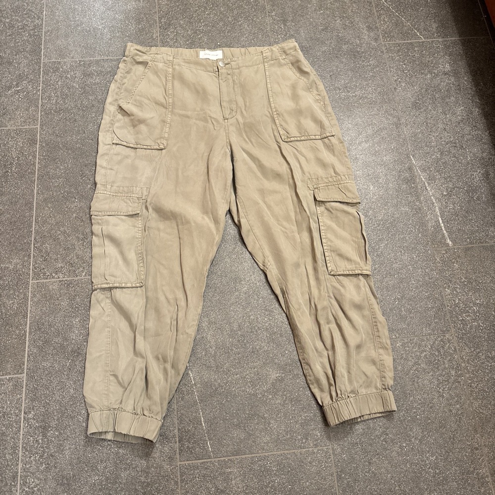 Dear John Womens High Rise Zip Up Cargo Jogger Pants Beige Size XLarge